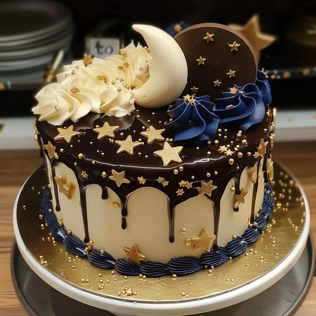 Pastel en capas Sol y Luna