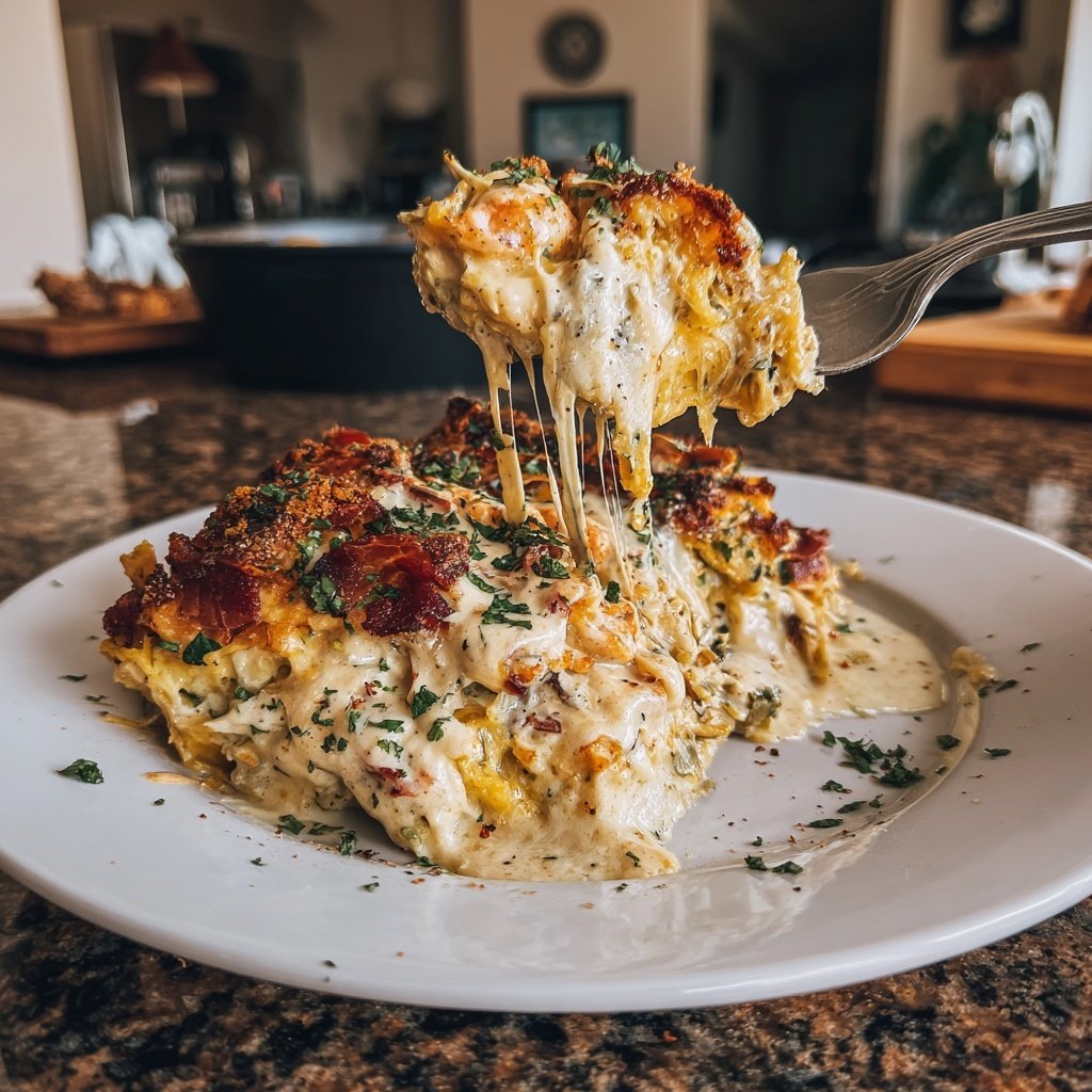 Pastel pescado topping mariscos cremoso