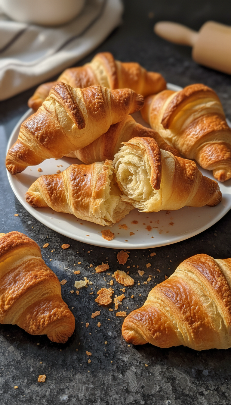 Croissants ligeros y hojaldrados