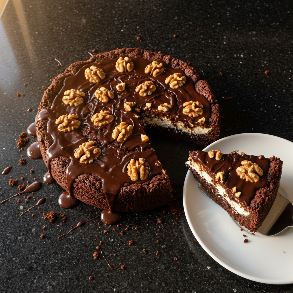 Tarta Brownie de Nueces y Requesón