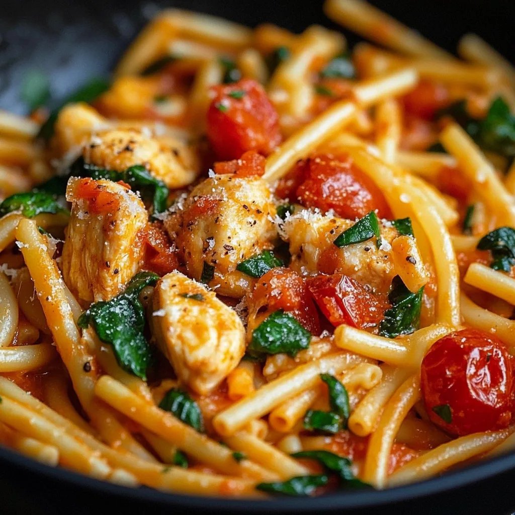 Pasta con Pollo Tomate y Espinacas en una Sola Olla: The Incredible Ultimate Recipe
