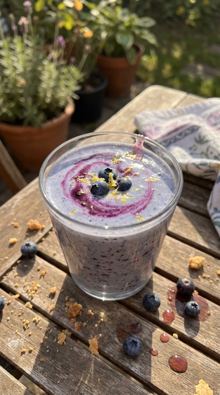 Batido refrescante limón arándanos