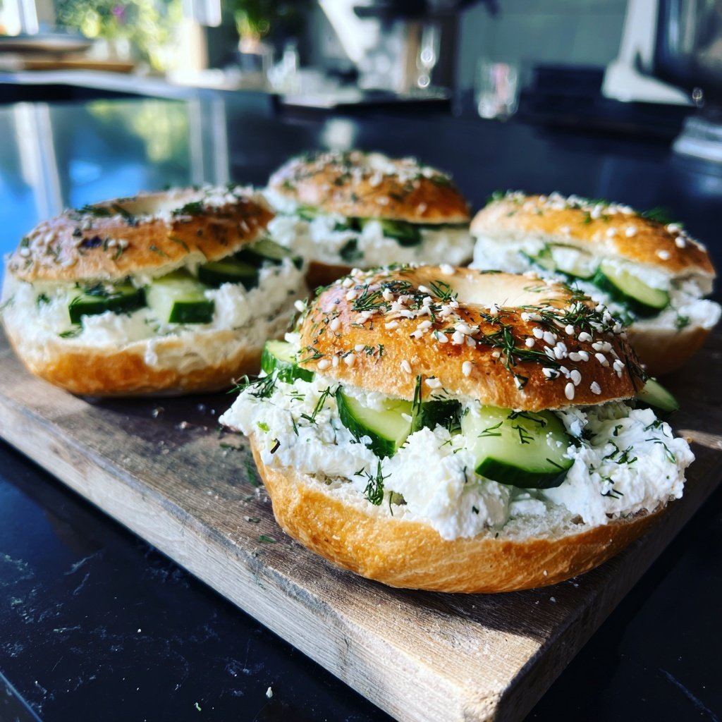Sándwiches de bagel de requesón