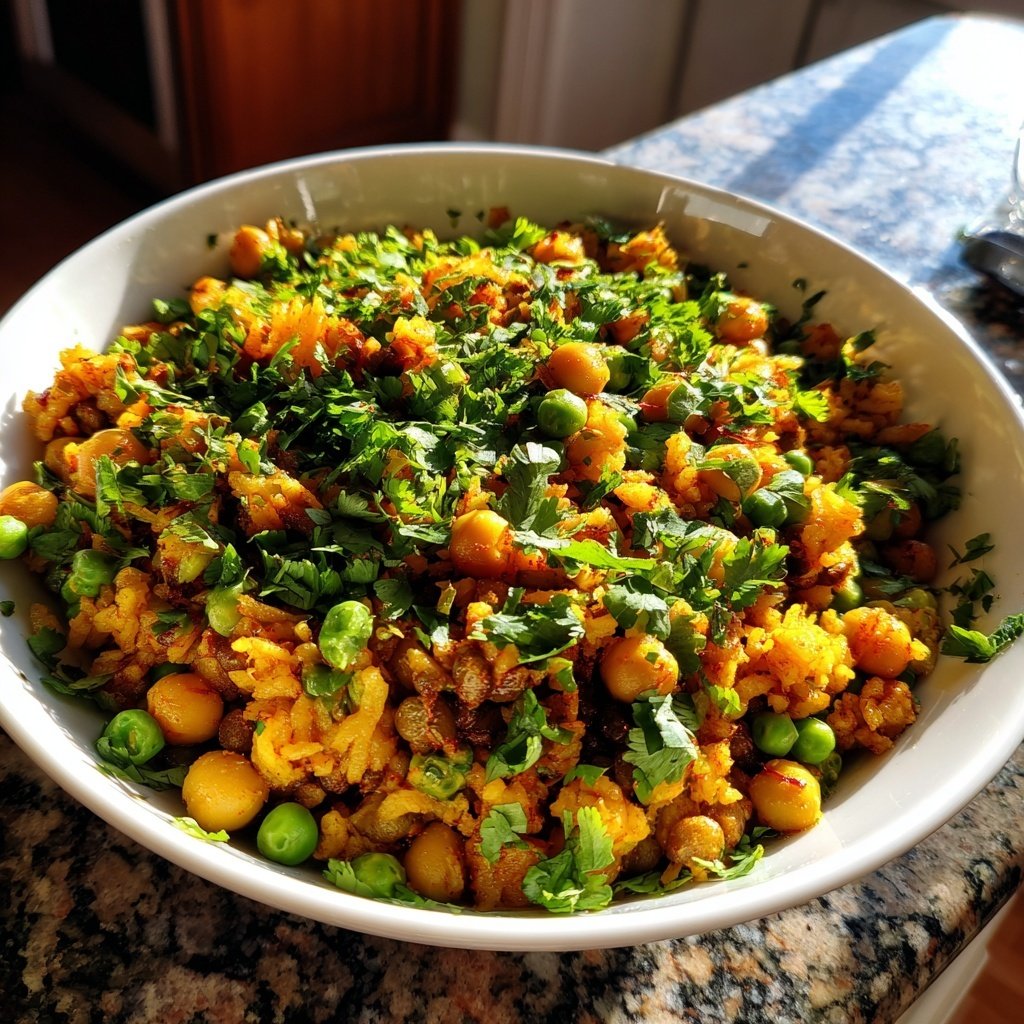 Arroz gandules sofrito garbanzos