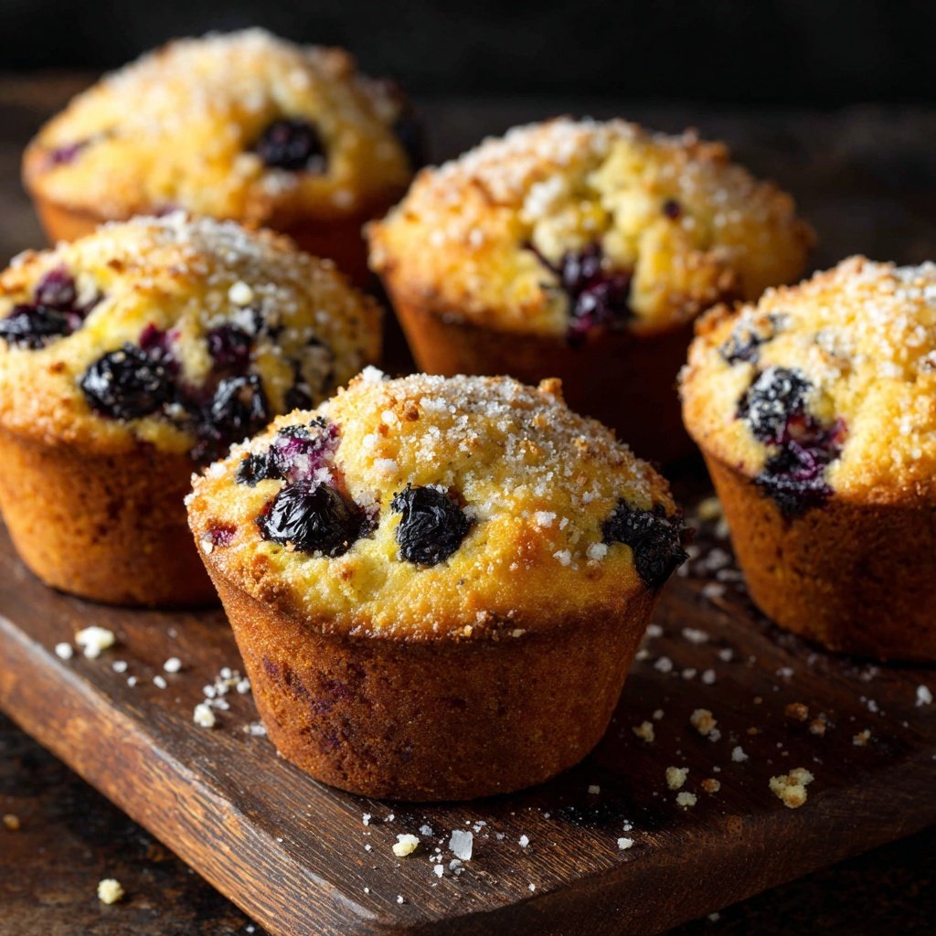 Muffins picantes de limón con arándanos