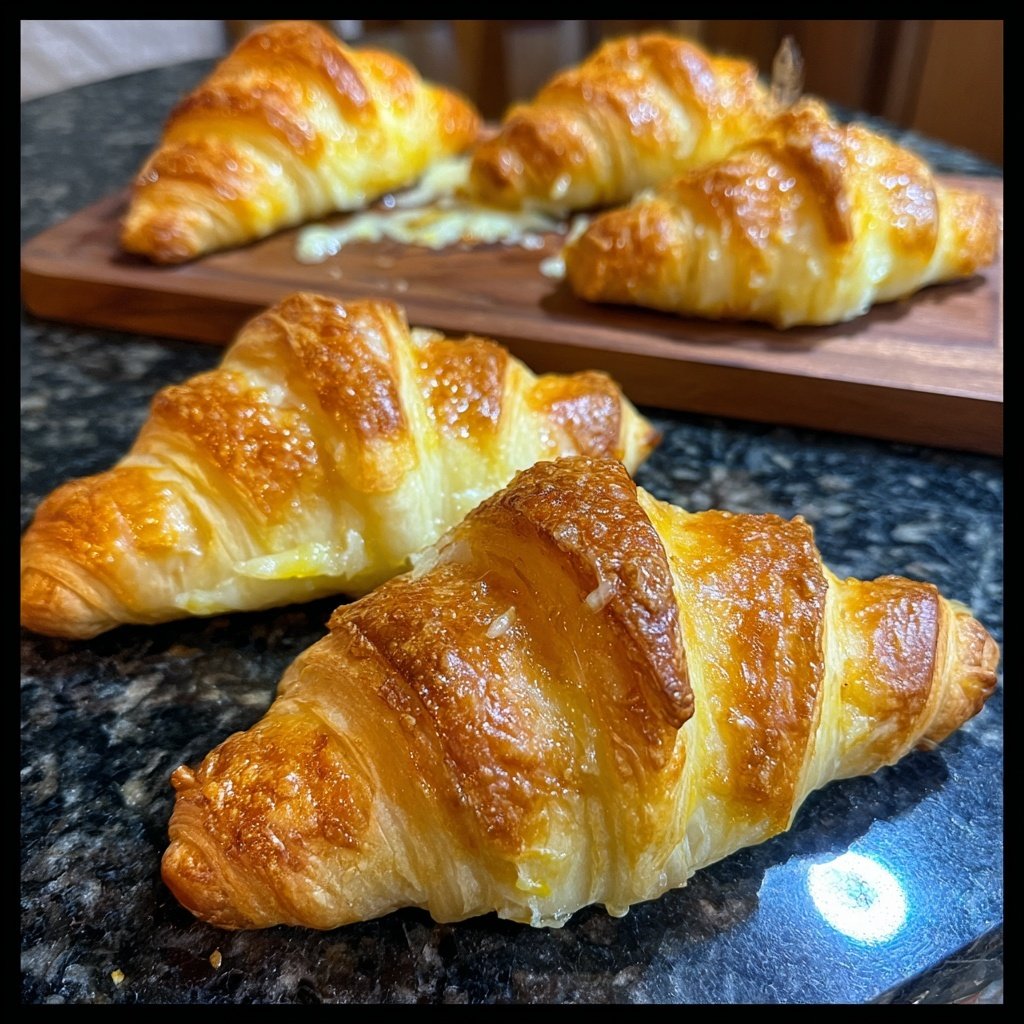 Croissants con mantequilla de limón ajo