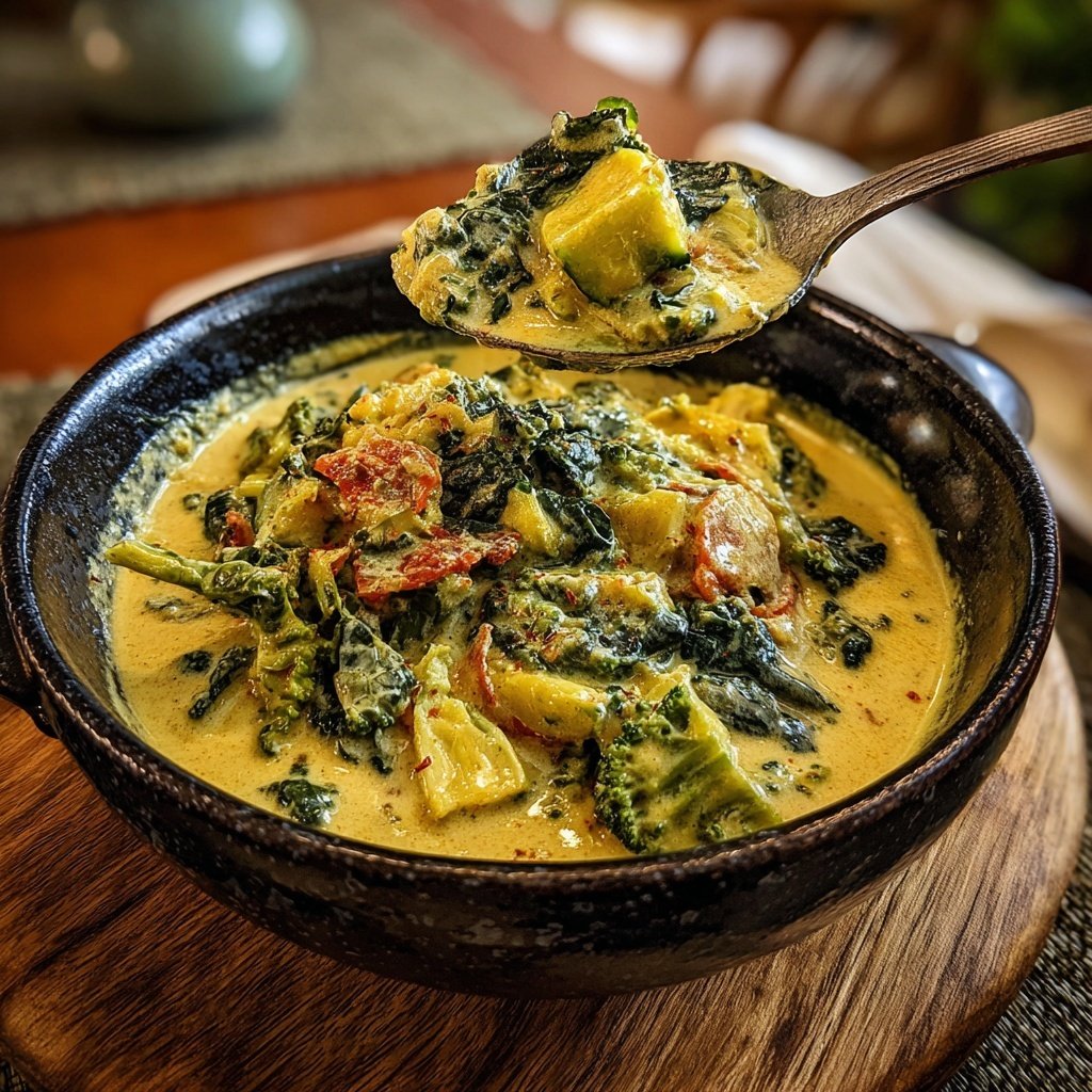 Curry repollo cremoso leche coco