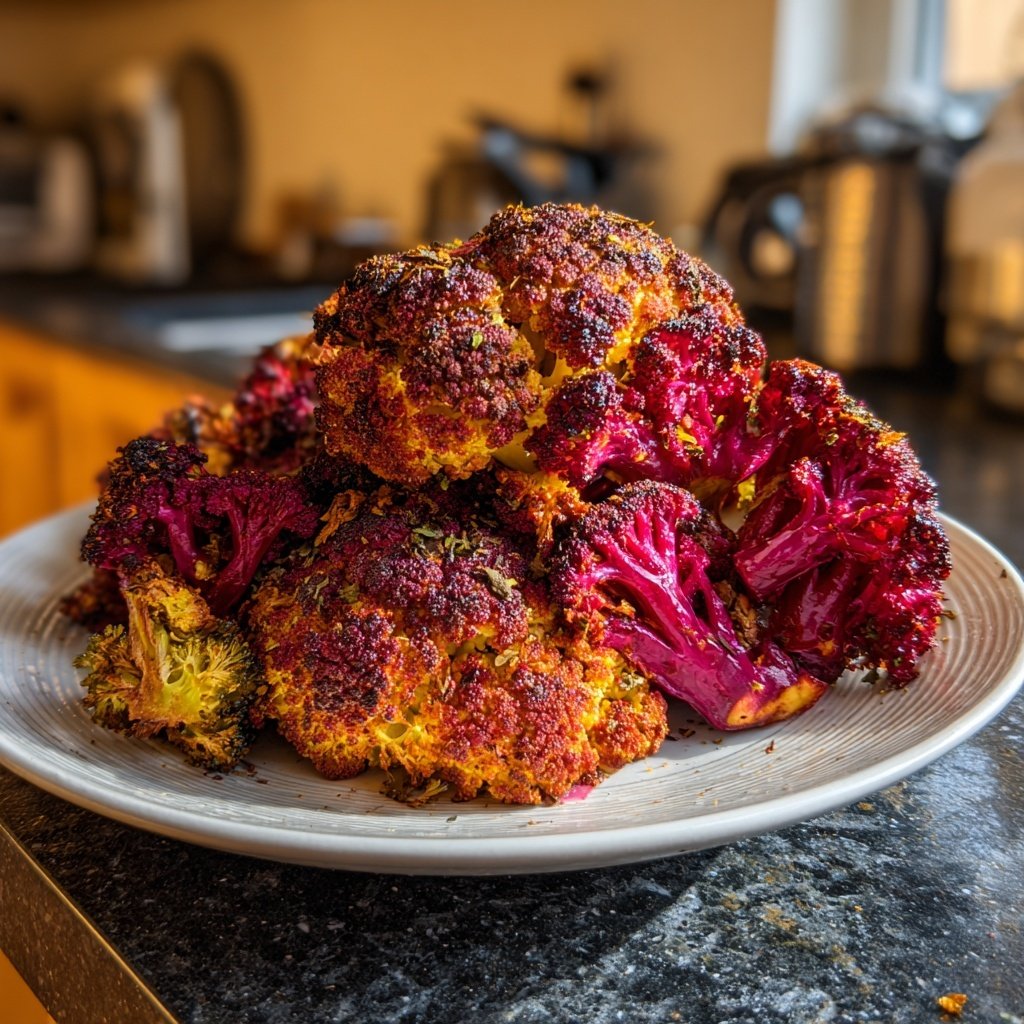 Asados coliflor morada brócoli naranja