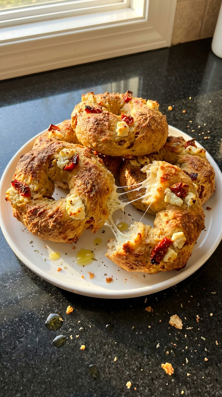 Bagels de requesón con tomate deshidratado
