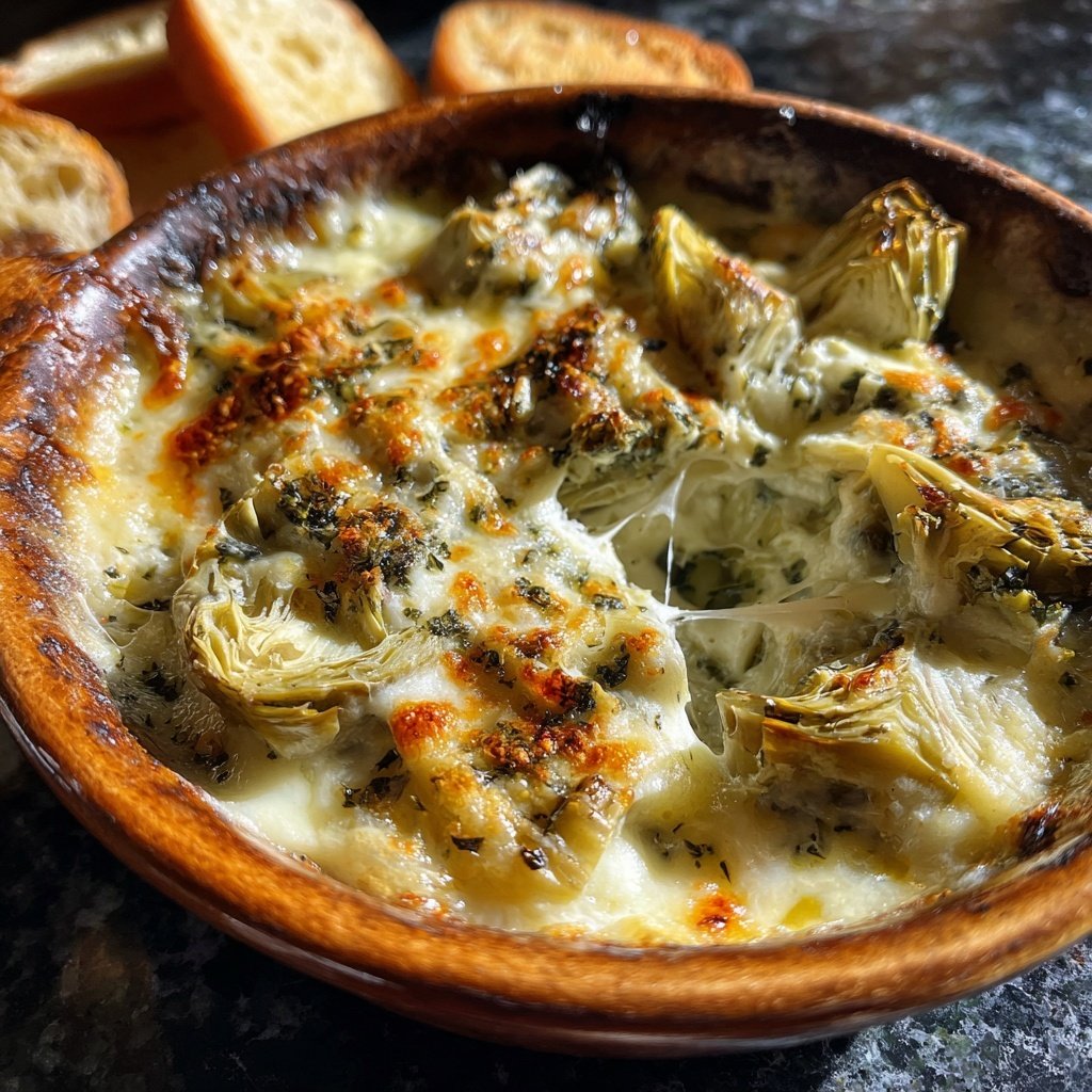 Dip alcachofas parmesano queso