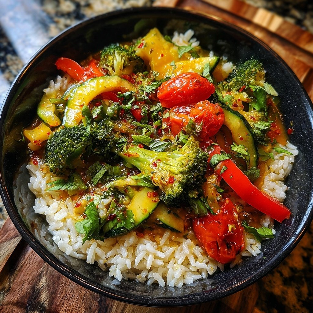 Tazón de verduras provenzales con arroz